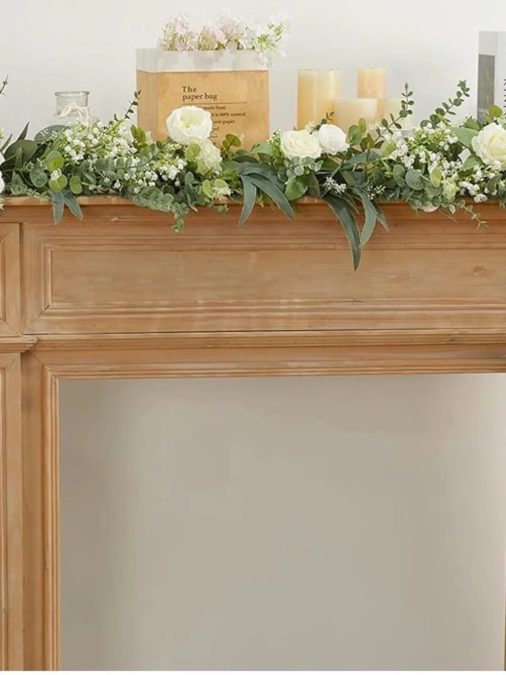 NIB Anna's Whimsy 8.9 FT Flower Garland, Eucalyptus Garland with Flowers